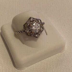 Silver over Stainless Steel Ring VVS CZ Gemstone